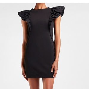 Express ruffle taffeta sleeve shift dress